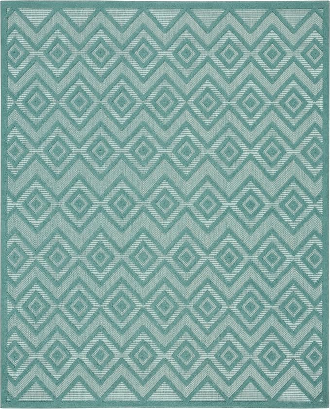 Nourison Home Versatile Aqua Teal 7' x 10' Area Rug - Easy Clean, Non Shedding, Bed Room, Living Room, Dining Room, Kitchen (7' x 10')