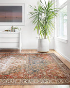Loloi Layla Collection LAY-05 Ocean/Multi 2'-0" x 5'-0" .13" Thick Accent Rug, Soft, Durable, Vintage Inspired, Distressed, Low Pile, Non-Shedding, Easy Clean, Printed, Living Room Rug