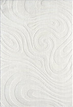 Abani Cozy Cream Area Rug for Living Room, Bedroom - Swirl Waves Pattern - 4' x 6' - Durable & Easy to Clean