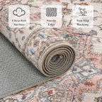 2x6 Vintage Runner Rug Low Pile Runners Non-Slip Machine Washable Rug Retro Distressed Print Lightweight Carpet for Hallway Kitchen Living Room Bedroom Laundry Room