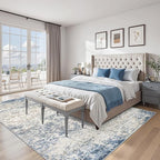 Art&Tuft Washable Rugs 5x7, Abstract Area Rugs for Living Room - Non Slip and Low Pile Soft Thin 5x7 Rug for Bedroom, Dining Room, Kitchen, Office, Blue
