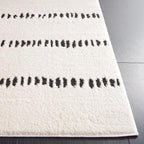 SAFAVIEH Melody Collection Area Rug - 5'3" x 7'6", Ivory & Black, Stripe Design, Non-Shedding & Easy Care, Ideal for High Traffic Areas in Living Room, Bedroom (MEL114A)
