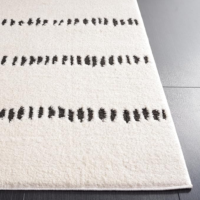 SAFAVIEH Melody Collection Accent Rug - 4' x 6', Ivory & Black, Stripe Design, Non-Shedding & Easy Care, Ideal for High Traffic Areas in Entryway, Living Room, Bedroom (MEL114A)