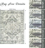 zesthome 5x7 Washable Rug-Stain Resistant Area Rugs for Living Room, Ultra-Thin Vintage Rugs, Non-Slip Backing Rug, Low Pile Large Area Rug, Boho Home Decor