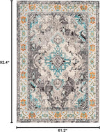 SAFAVIEH Monaco Collection Area Rug - 5'1" x 7'7", Grey & Light Blue, Boho Chic Medallion Distressed Design, Non-Shedding & Easy Care, Ideal for High Traffic Areas in Living Room, Bedroom (MNC243G)