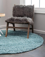 Unique Loom Solid Shag Collection Area Rug (8' Round, Light Slate Blue)