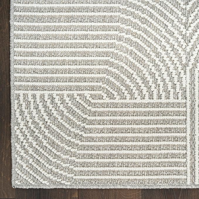 Nourison Home Textured Home Grey Ivory 2'3" x 7'6" Area Rug - Easy Clean, Non Shedding, Bed Room, Living Room, Dining Room, Kitchen (8' Runner)