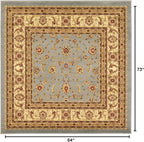 Unique Loom Voyage Collection Traditional Oriental Classic Intricate Design Area Rug (6' 0 x 6' 0 Square, Light Blue/Gold)