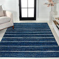 JONATHAN Y Williamsburg Minimalist Stripe Navy/Cream Indoor Area Rug, 3x5, Contemporary, Modern, Easy-Cleaning for Living Room, Bedroom, Kitchen, Pet Friendly, Non-Shedding (MOH201C-3)