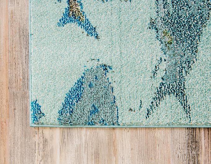 Unique Loom Positano Collection Coastal Modern Fish Light Blue Area Rug (9' x 12')