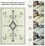 GLN Rugs Contemporary Collection - Machine Washable Area Rug, Contemporary Washable, Non Slip, Low Pile Chenille Rug, Living Room, Bedroom, Kitchen Rug (5' x 7' Cream/Anthracite)