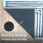 Bloom Rugs Washable Non-Slip 5' x 7' Rug - Blue/Ivory Striped Area Rug for Living Room, Bedroom, Dining Room, and Kitchen - Exact Size: 5' x 7'