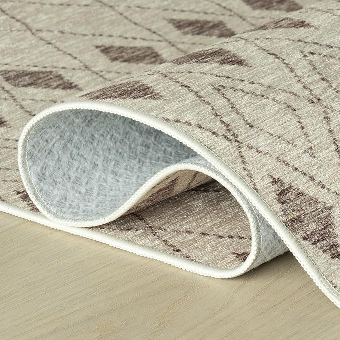 Dash & Albert Chandler Tan Machine Washable Rug, 9.5 X 13.5 Feet, Tan Geometric Pattern