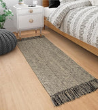 Collive Hallway Runner Rug, 2x5 Washable Natural/Black Modern Entryway Runner Rug Hand-Woven Cotton Boho Kitchen Runner Rugs for Bedroom Laundry Room Rug Front Door Farmhouse Bathroom Rug Outdoor