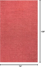 Eyely UES100E-6 Supersoft Haze Solid Low-Pile Indoor Area Rug, Coastal, Bohemian, Minimalist, Classic, Casual for Bedroom,Kitchen,Living Room,Non Shedding,Easy-Washing, Red, 6 X 9