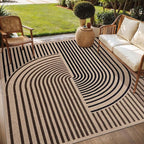 Tangsoo Rainbow Easy Jute Rug 5x7 Large Washable Area Rug for Dining Room Table,Non-Slip Thin Dark Brown Indoor Outdoor Rug,Modern Farmhouse Carpet for Living Room Bedroom Patio