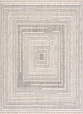 Hauteloom Lunao Living Room, Bedroom Area Rug - Geometric, Solid & Striped - Charcoal, Cream, Beige - 2' x 3'