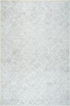 Bloom Rugs Washable Non-Slip 4' x 6' Rug - Gray/Pebble Striped Area Rug for Living Room, Bedroom, Dining Room, and Kitchen - Exact Size: 4' x 6'