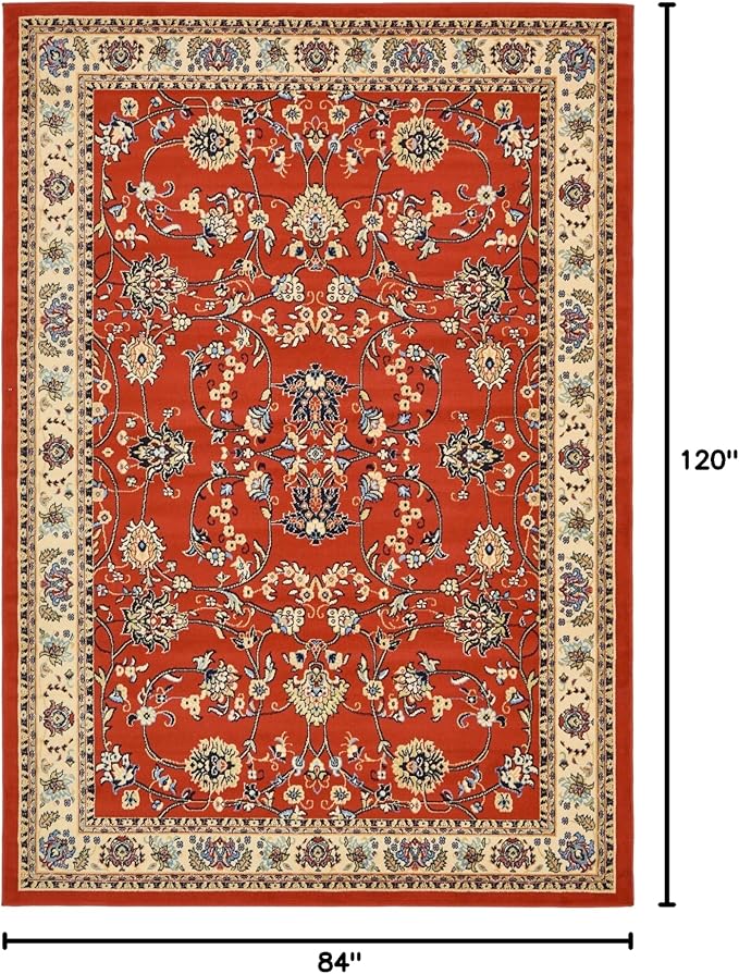 Rugs.com Yasmin Collection Rug – 7' x 10' Terracotta Medium Rug Perfect for Bedrooms, Dining Rooms, Living Rooms