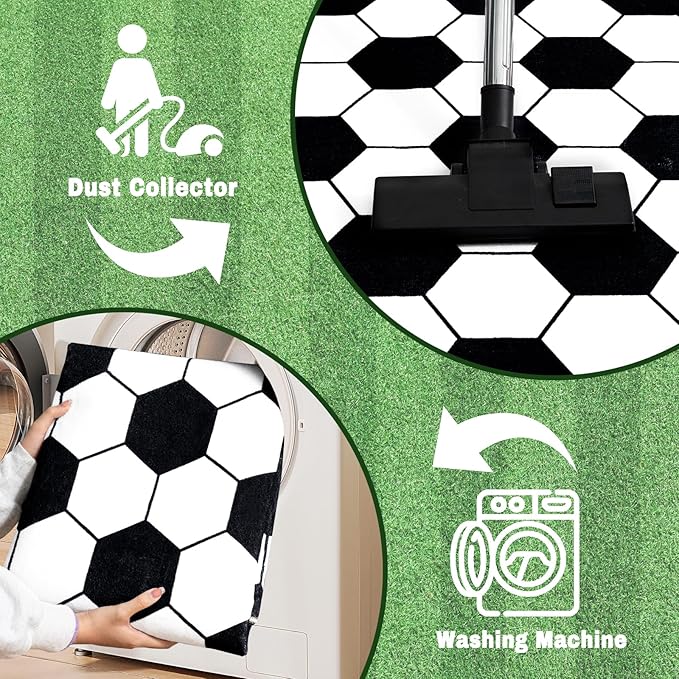 Soft Soccer Rugs for Bedroom, Machine Washable, Cute Bedside Boys Area Rug for Kids Toddlers Teens, Soccer Lovers Home Decor Indoor Carpet for Living Room, Dorms, Nursery, 3x4 FT