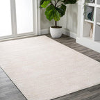 Eyely UES100D-9 Supersoft Haze Solid Low-Pile Indoor Area Rug Casual;Contemporary;Solid;Traditional, Bedroom, Kitchen, Living Room, Easy-Cleaning, Non-Shedding, 9 X 12, Ivory