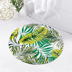 Tropical Round Rug 3ft, Watercolor Palm Leaves Pattern Low Pile Circle Carpet, Non-Slip Washable & Non-Shedding Indoor Mat for Bedroom, Entrance, Office Decor