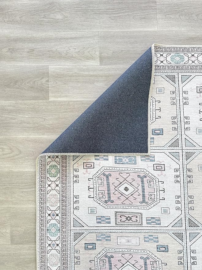 Fame Living Faded Oushak Rug, Turkish Vintage Floral Pastel Large Oversized Area Rugs for Living Room Dining Bedroom Kitchen Bathroom Nursery (848BrCr, 2'5" x 9'8")