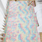 Andency Soft Area Rugs for Living Room Bedroom, 4x6 Fluffy Shaggy Bedside Rug, Non-Slip Large Shag Fuzzy Plush Carpets for Bedroom Kids Dorm Nursery Home Decor Aesthetic, Tie-Dyed Brown