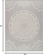 CAMILSON Outdoor Rug 8x10 Modern Area Rugs for Indoor and Outdoor Patios and Porches - Waterproof, Washable, Non-Shedding, Easy-to-Clean Outside Carpet (8 x 10, Medallion - Grey/White)