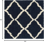 SAFAVIEH Dallas Shag Collection Area Rug - 6' Square, Navy & Ivory, Trellis Design, Non-Shedding & Easy Care, 1.5-inch Thick Ideal for High Traffic Areas in Living Room, Bedroom (SGD257N)