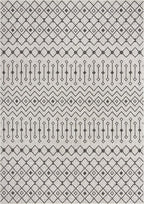Unique Loom Outdoor Trellis Collection Area Rug - Tribal Trellis (10' x 14' 1" Rectangle, Gray/ Black)