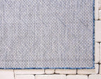 Unique Loom Outdoor Trellis Collection Area Rug - Tribal Trellis (10' x 14' 1" Rectangle, Blue/ Ivory)