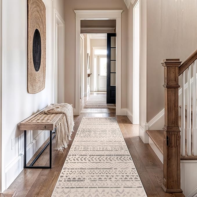 Rugshop Geometric Boho Perfect for high Traffic Areas of Your Living Room,Bedroom,Home Office,Kitchen Runner Rug 2'7" x 12' Gray