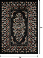 Loloi Rifle Paper Co. Laurel Collection LAU-02 Black 2'-8" x 4' Accent Rug