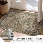 GENIMO 3x5 Area Rugs for Living Room, Machine Washable Non Slip Vintage Rugs, Low Pile Lightweight Chenille Print Rug for Bedroom, Dining Room, Home Office, Warm Taupe