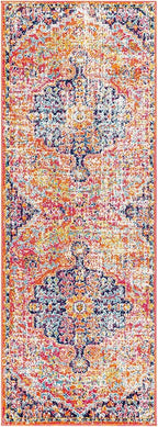 Livabliss Odelia Vintage Bohemian Runner Area Rug,2'7" x 7'3",Pink/Orange