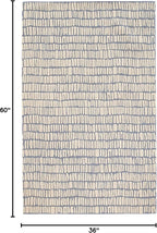 Dash and Albert Roark Pewter Blue Hand Tufted Wool Rug, 3 X 5 Feet, Blue/Ivory Geometric Pattern - Premium Luxury Hotel Quality Soft Breathable Hypoallergenic Machine Washable Easy Care All Season