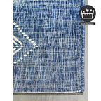 FH Home Outdoor Area Rug - Waterproof Easy to Clean Stain Resistant - Patio Indoor Outdoor Porch Deck Balcony Entryway - Boho Moroccan - Ariana - Blue - 7ft 10in x 10ft 9in