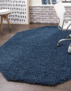 Unique Loom Solid Shag Collection Area Rug (4' Octagon, Sapphire Blue/ Navy Blue)
