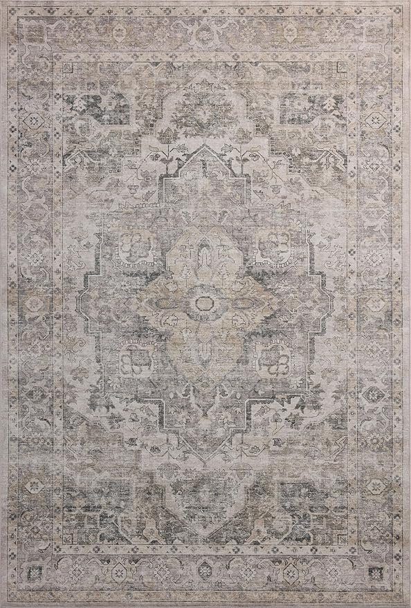 Loloi Amber Lewis Josie Collection JOS-03 Silver/Natural 2'-3" x 3'-9", .13" Pile Height, Low Profile, Machine Washable, Accent Rug