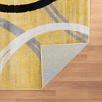 Rugshop Wavy Circles Design Runner Rug, Fade-Resistant Carpet for Hallway, Entryway, or Kitchen, Yellow, 2' x 7'2"