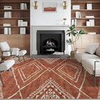 ReaLife Rugs Machine Washable Area Rug Runner - Living Room Bedroom Bathroom Kitchen Entryway Office - Padded Low Pile Stain Resistant Premium - Moroccan Diamond Tribal - Jax - Orange 3' x 5'