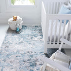 Rugs.com Leipzig Collection Rug – 3x5 Blue Low-Pile Rug Perfect for Entryways, Kitchens, Breakfast Nooks, Accent Pieces