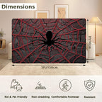 Red Spider Cool Washable Living Room Area Rug, Low Profile Abstract Pattern, 3x5 Non-Slip Backing Carpet for Kitchen, Bedroom, Dining Room