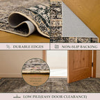 Washable Area Rugs 8x10, Large Rugs for Living Room, Carpet for Bedroom, Soft Faux Wool Retro Dining Room Rug, Non-Slip Backing Resistant Low Pile Vintage Print Rug for Home Office (Brown1)