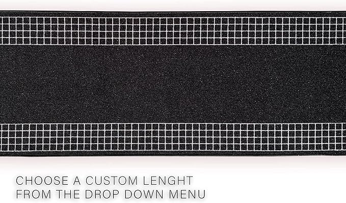 Custom Made Runner Rug for Kitchen Foyer Hallway Entry Choose Your Length 31 Inch Wide Geometric Checkered Design Black Color (48 feet x 31 Inch)