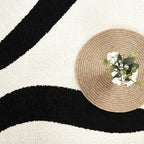 Abani Abstract Beige/Black Area Rug - 8'x10' - Modern Curved Line Design - Deco Collection - Easy to Clean - Durable for High Traffic Areas - Living Room, Dining Room - Medium Pile