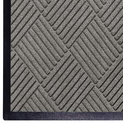 M+A Matting WaterHog Diamond | Commercial-Grade Entrance Mat with Rubber Border – Indoor/Outdoor, Quick Drying, Stain Resistant Door Mat (Medium Grey, 4' x 10')