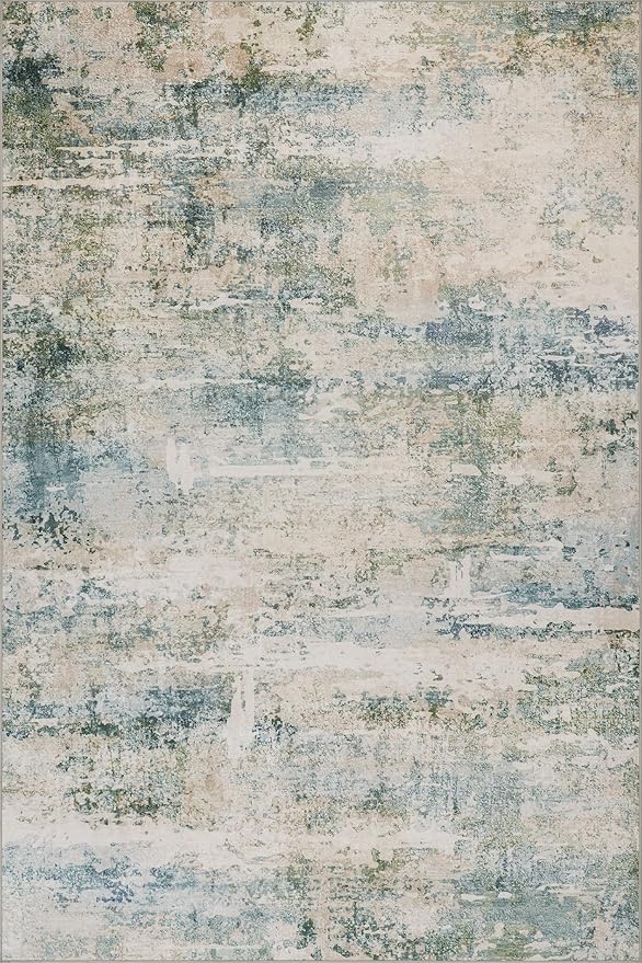 Dash & Albert Blaire Mineral Machine Washable Rug, 2 X 3 Feet, Multicolored/Blue Graphic Pattern