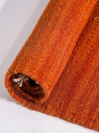 Rugsotic Carpets Hand Woven Flat Weave Kilim Wool 4'x6' Area Rug Solid Dark Orange D00111